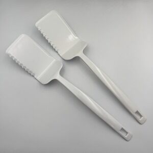 (2) Vintage COPCO White Melamine Serrated Spatula Turner Cooking Serving Utensil